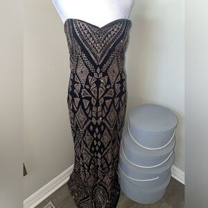 Strapless Rose Gold Design Dress